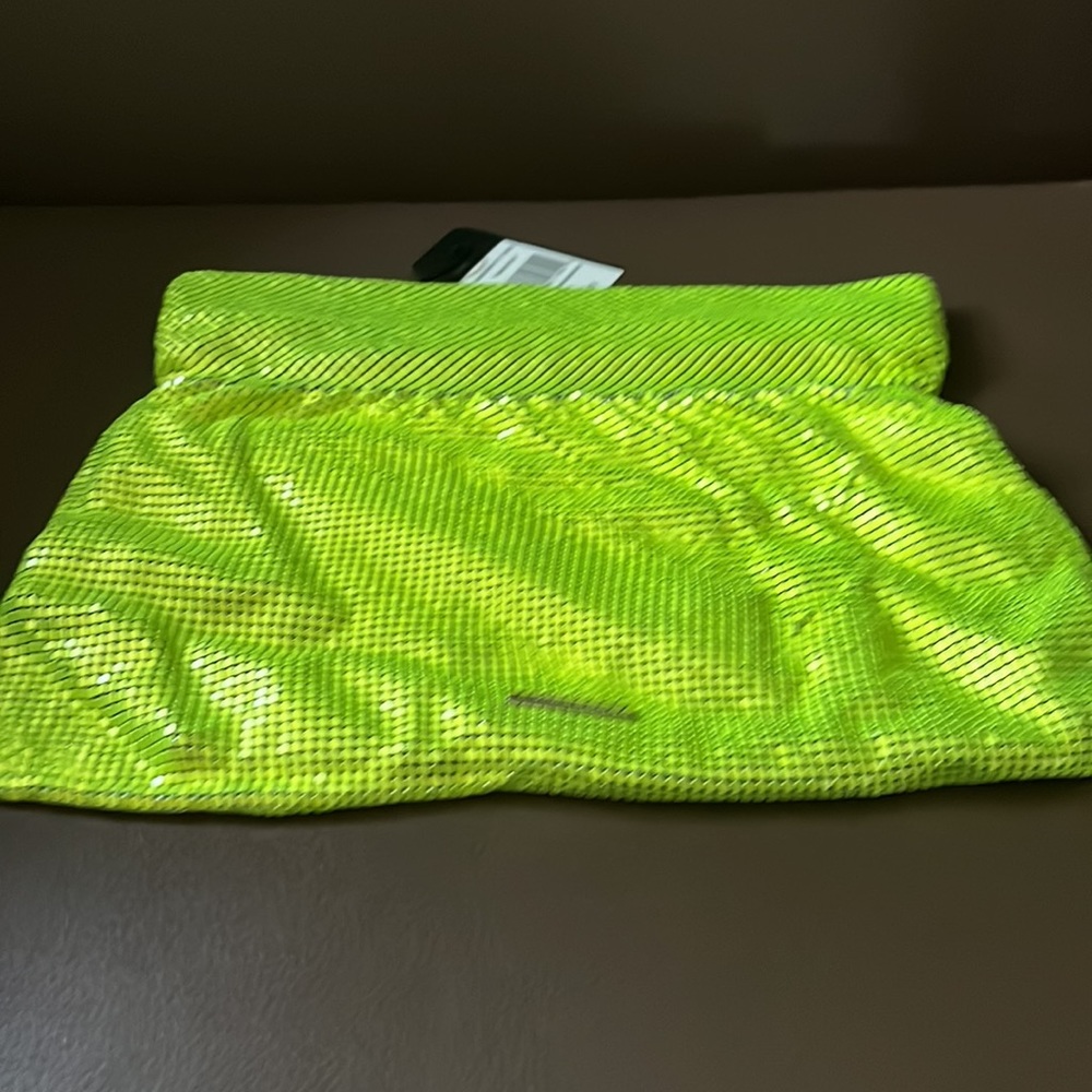 BCBG Neon Lime Mesh Foldover Clutch